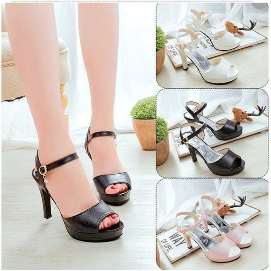 Damen Plateau-Sandalen mit eleganter Rollenschnalle EB