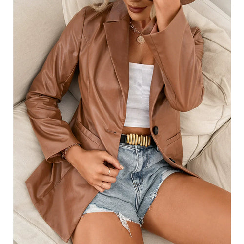EB | Trenchcoat Slim Fit mittellang Glad Kunstleder Klassisches Revers