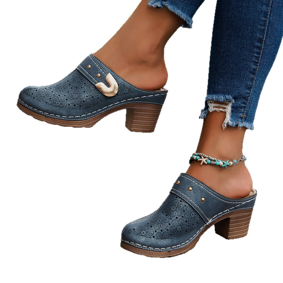 Damen Hohe Clogs mit floralem Muster und ergonomischem Fußbett EB