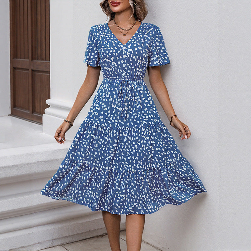 Damen Midikleid mit verspieltem Rüschendesign und taillierter Taille EB
