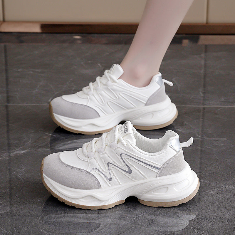 Damen modische Chunky Sneakers mit atmungsaktiver Oberfläche und stabiler Profilsohle EB