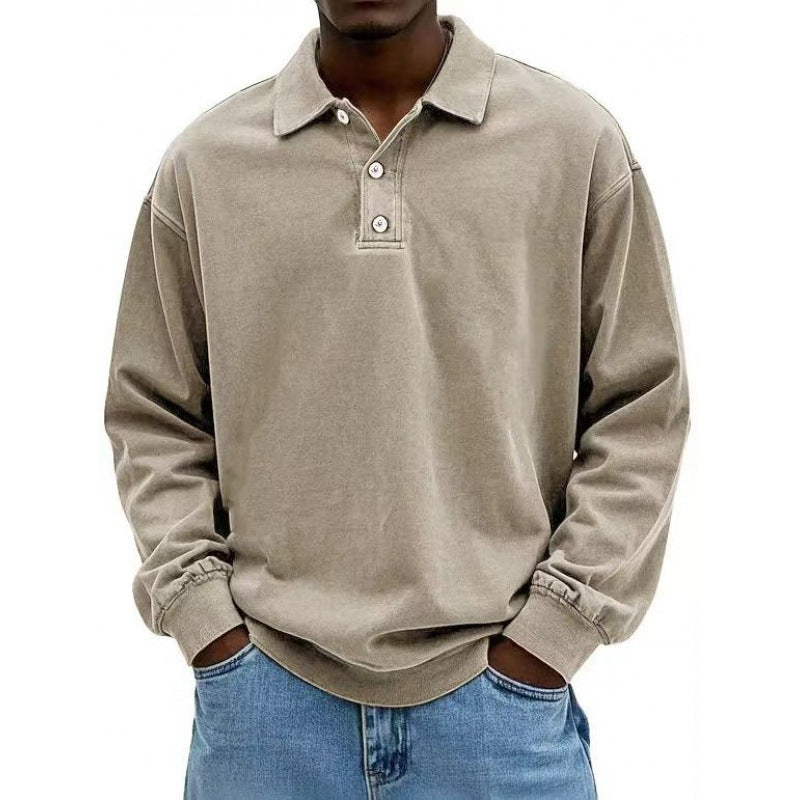 Herren Oversize Langarm Polo aus Baumwollmix EB