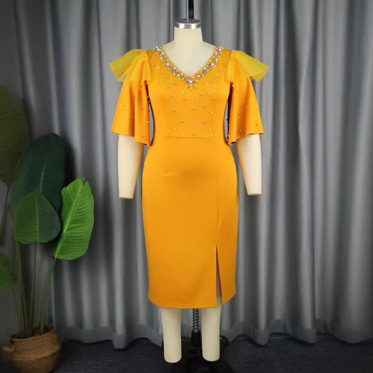 Damen Elegantes Cocktailkleid mit funkelnden Applikationen EB