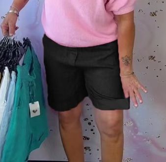 Damen nan Leinenmix-Relaxshorts mit elastischem Komfortbund und Eingrifftaschen EB