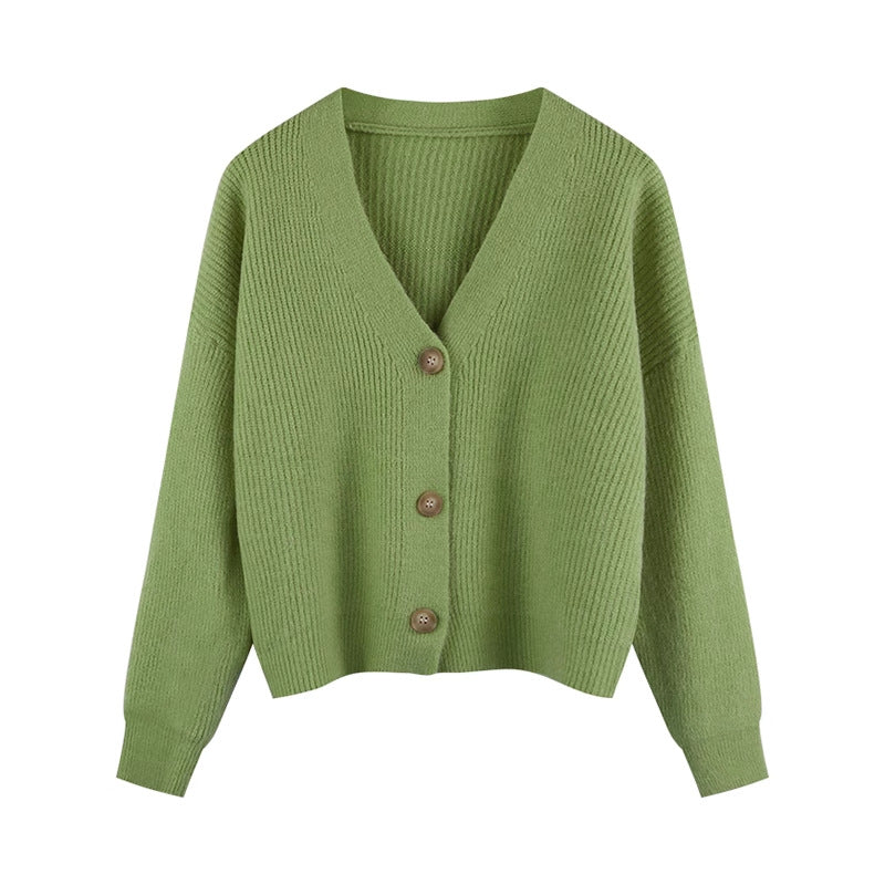 Damen Strickjacke mit V-Ausschnitt und hochwertigen Knopfdetails EB