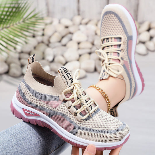 Damen Komfortable atmungsaktive Sneakers mit elastischem Schnürsystem EB