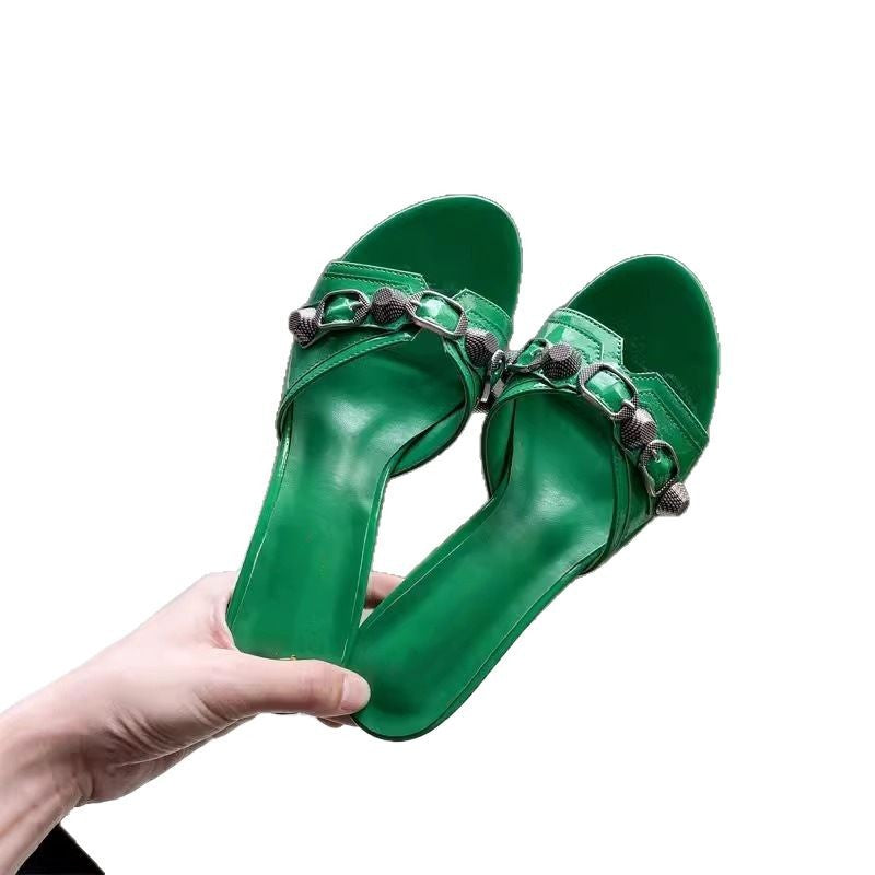 Damen elegante Plateau-Mules mit modischen Schnallen EB