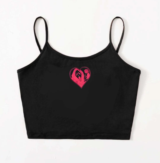 Damen Crop-Top mit kreativem Herz-Design EB