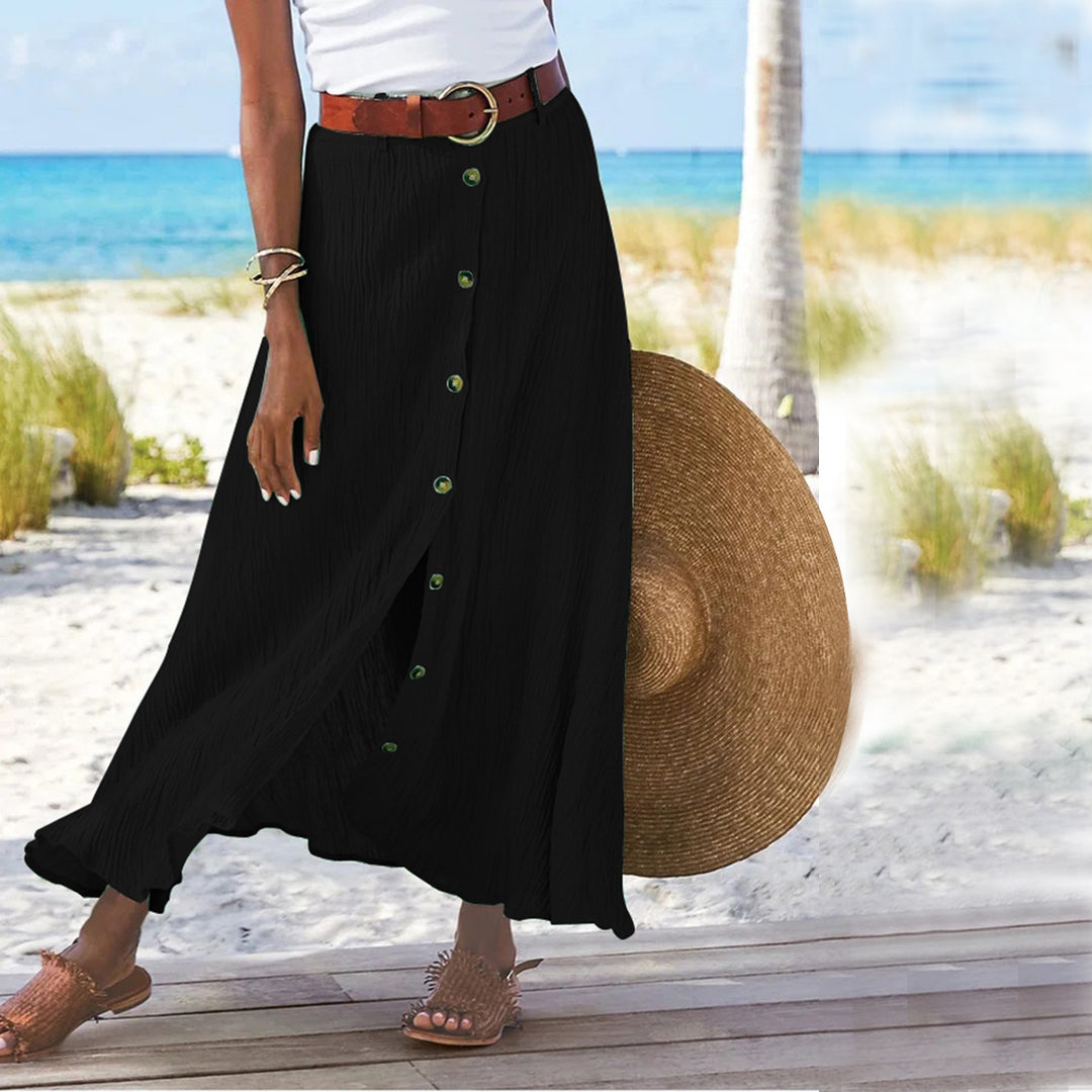 Damen Maxikleid mit Knopfleiste und fließendem Schnitt EB