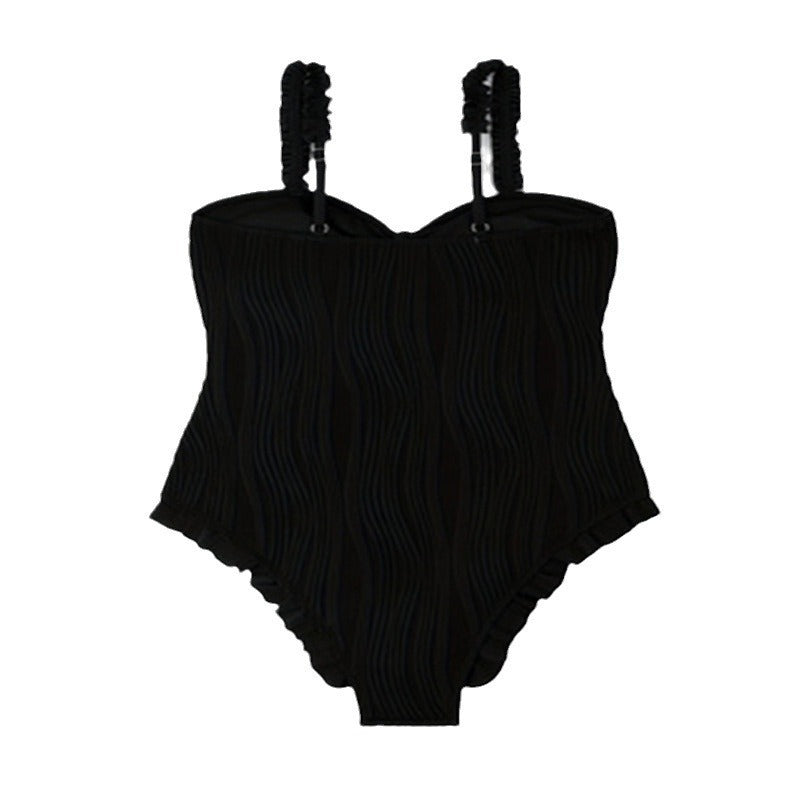 Damen einteiliger Badeanzug mit raffiniertem Wellenmuster EB