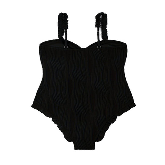 Damen einteiliger Badeanzug mit raffiniertem Wellenmuster EB