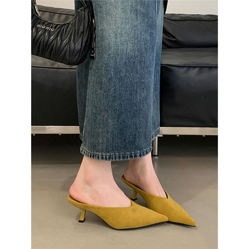 Damen elegante Mules mit spitzem Design EB