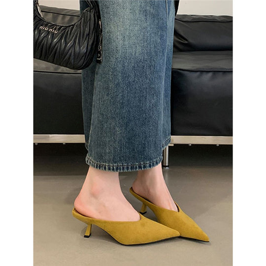 Damen elegante Mules mit spitzem Design EB