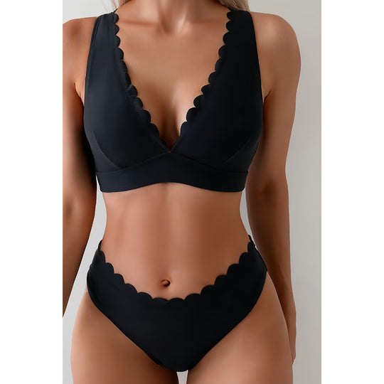 Damen Bikini mit dezentem Wellenmuster EB