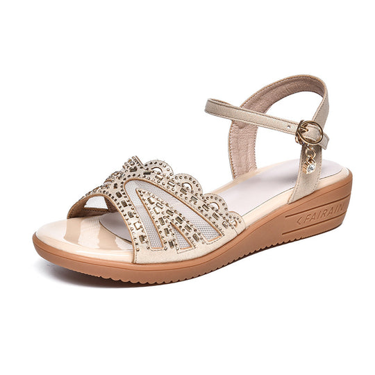 Damen Elegante Sandaletten mit modischem Strassdetail und komfortablem Absatz EB