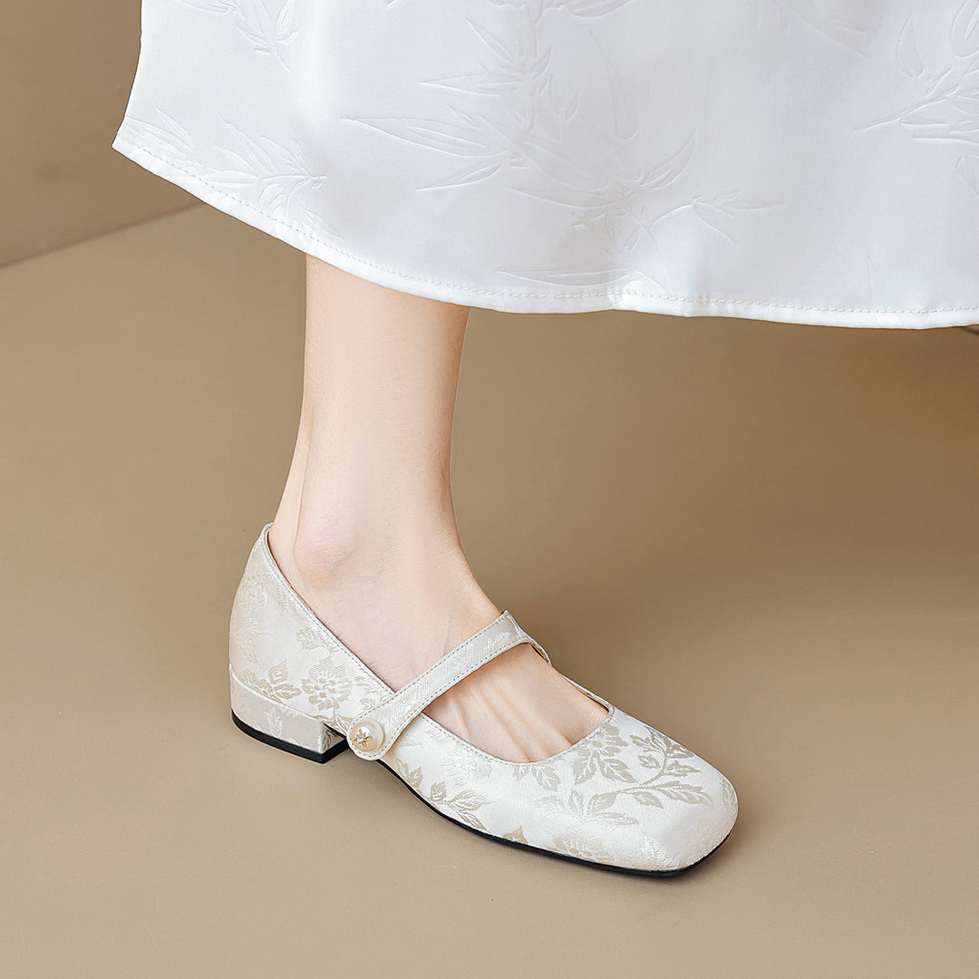 Damen Ballerinas mit elegantem Riemen und modischer Blütenverzierung EB
