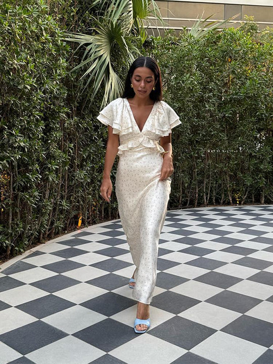 Damen Rüschenkleid mit Volants und floralem Muster EB