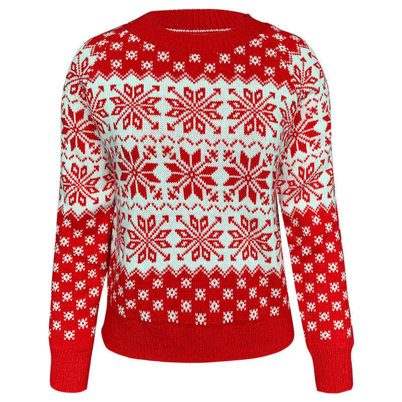 Damen Winterpullover mit festlichem Schneeflocken-Muster EB