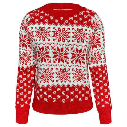 Damen Winterpullover mit festlichem Schneeflocken-Muster EB