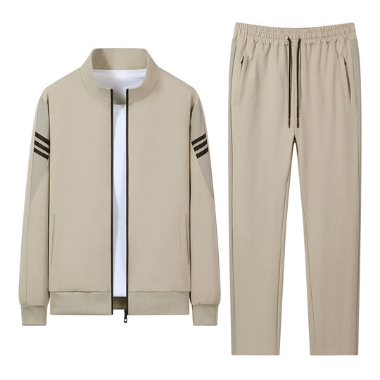 Herren lässiges Trainingsset mit Reißverschluss-Bomber, Rundhals-Sweatshirt und elastischer Jogginghose EB