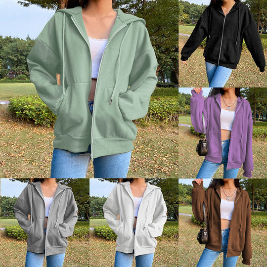 Damen Freizeit Übergroße Zip-Up Hoodie EB