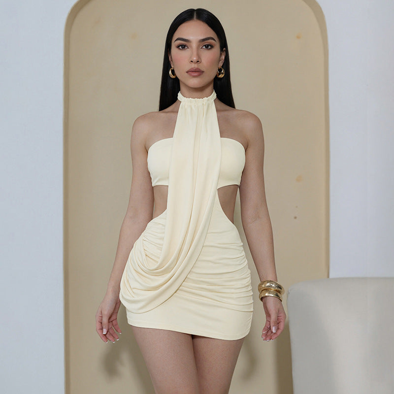 Damen Mini-Kleid mit trendigem Wickeldesign und eleganten Drapierungen EB