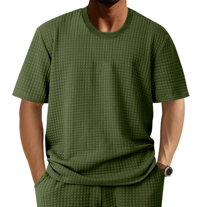 Herren lässiges Rundhals-T-Shirt mit strukturiertem Gewebe EB