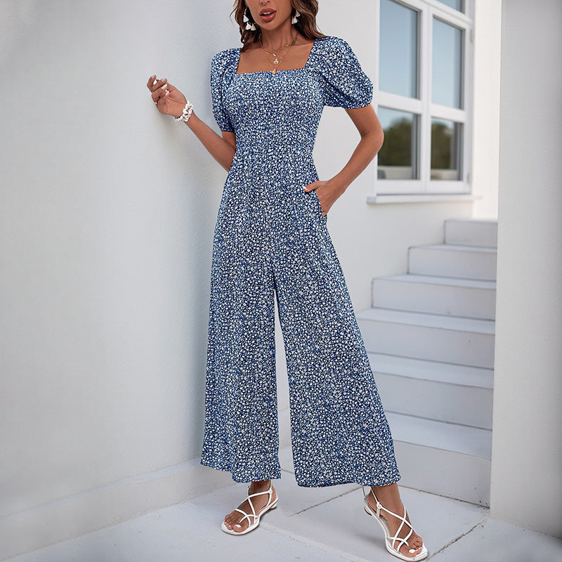 Damen Maxikleid mit Puffärmeln und seitlichem Schlitz EB
