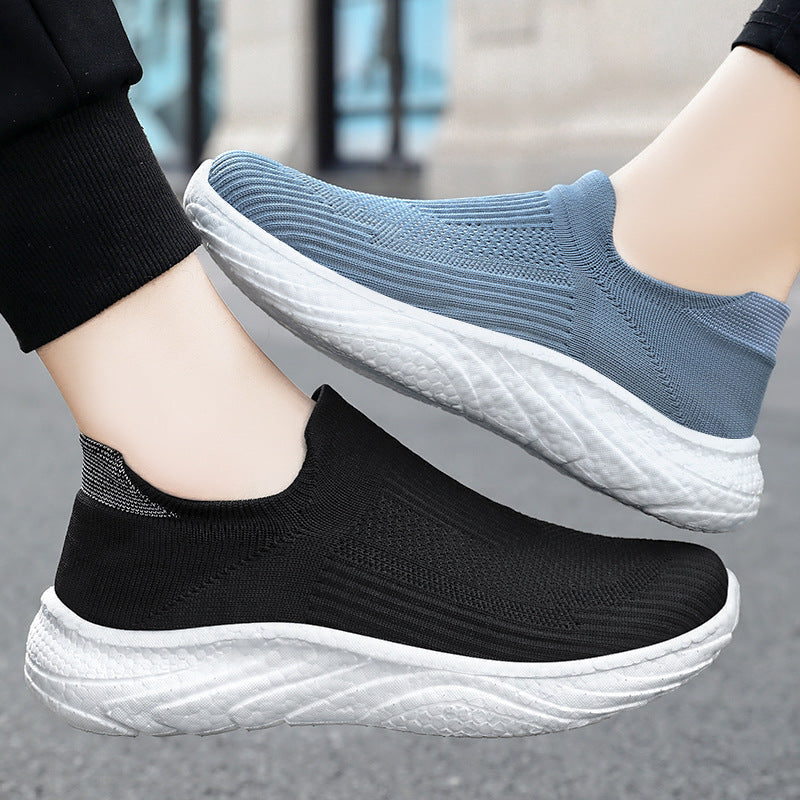 Damen nan nahtloser Strick-Slip-On Komfort-Laufschuh mit sockenähnlichem Schaft und gedämpfter Wellen-EVA-Sohle EB