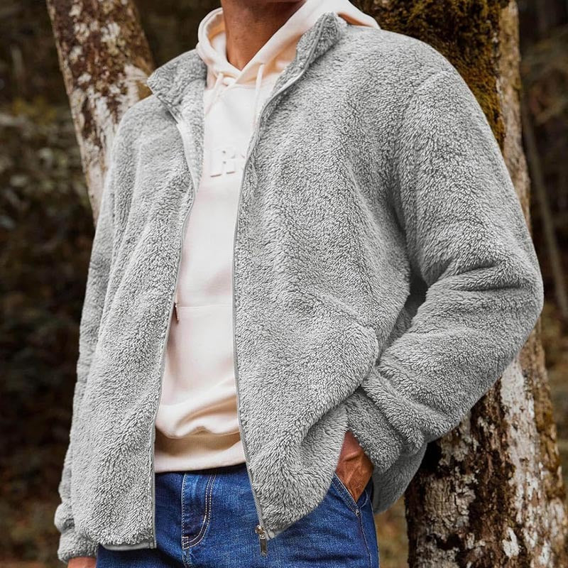Herren Fleecejacke mit hohem Kragen und praktischen Taschen EB