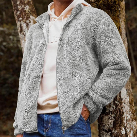 Herren Fleecejacke mit hohem Kragen und praktischen Taschen EB