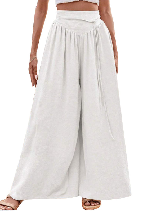 Damen Weite High-Waist-Hose mit elastischem Bund und praktischen Taschen EB