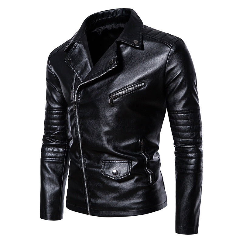 Herren stylische Bikerjacke mit asymmetrischem Reißverschluss und praktischen Taschen EB