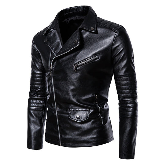 Herren stylische Bikerjacke mit asymmetrischem Reißverschluss und praktischen Taschen EB