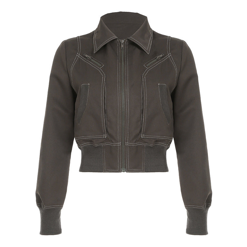 Damen cropped Jacke mit Reißverschluss und praktischen Taschen EB