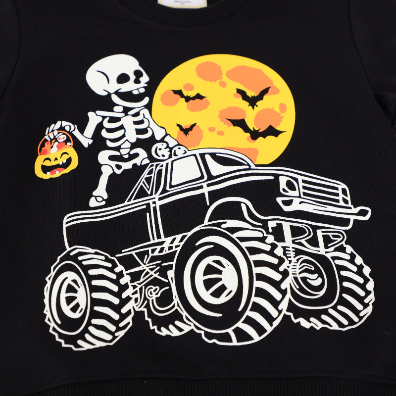 Jungen Sweatshirt mit gruseligem Skelett-Motiv EB