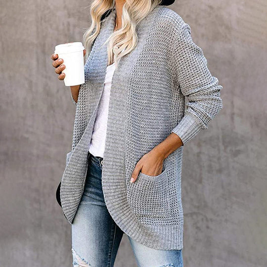 Damen Strickjacke mit offener Front und praktischen Seitentaschen EB