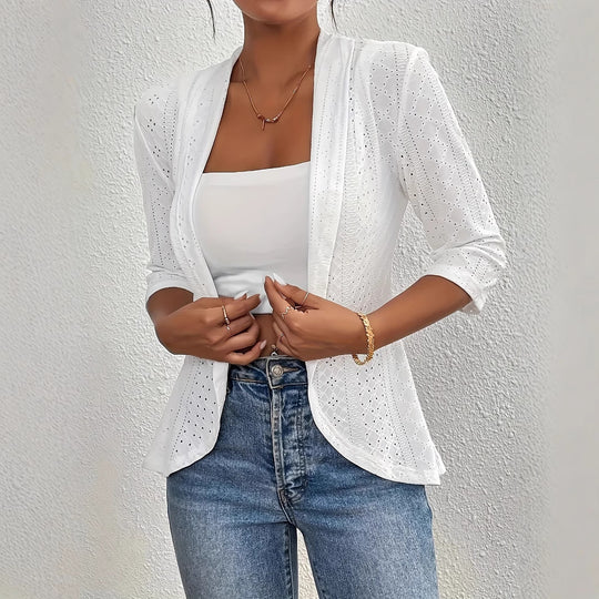 Damen Blazerjacke mit Lochmuster und lässigem Schnitt EB