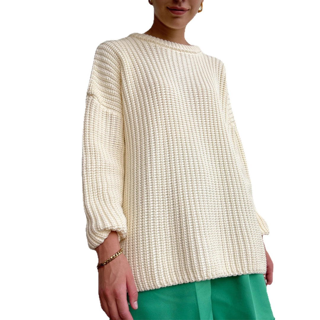 Damen Casual Strickpullover mit strukturiertem Design und überschnittenen Schultern EB