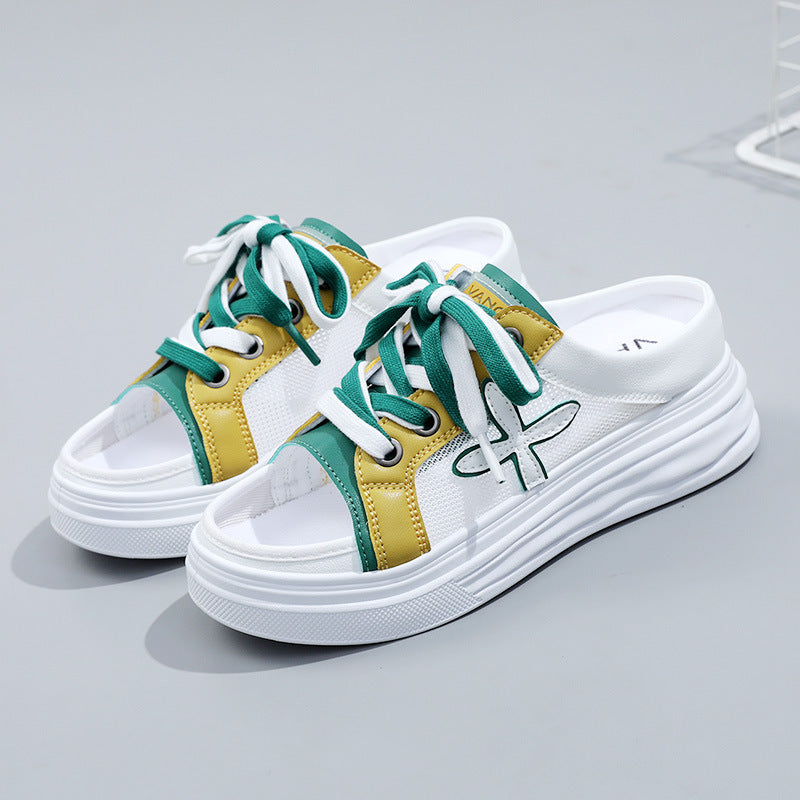 Damen Sommer Sneaker mit offenen Zehen und bequemer Sohle EB