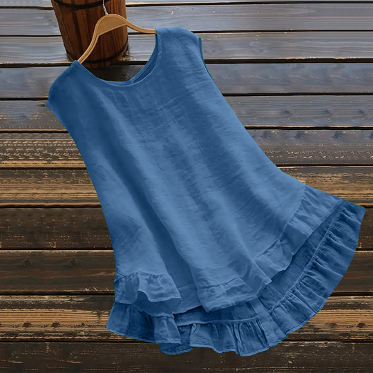 Damen Leichtes Sommerkleid aus atmungsaktivem Material mit Rüschendetails EB