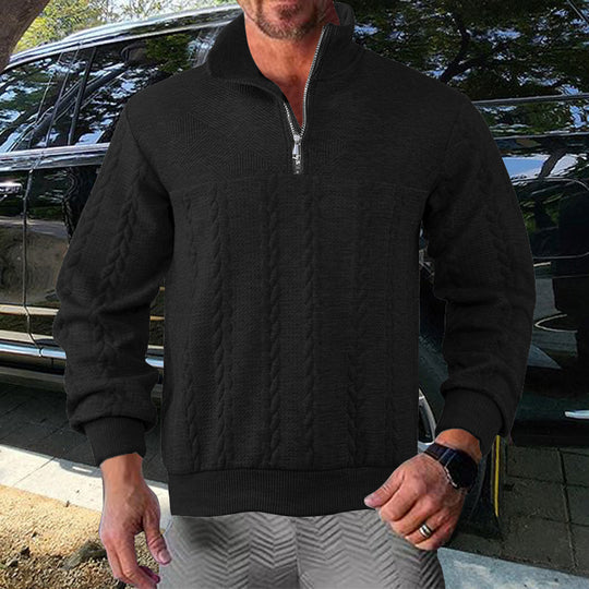 Herren Zip-Pullover mit strukturiertem Design EB