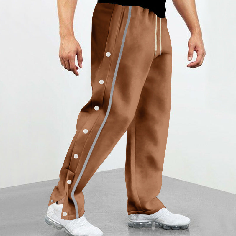 Herren nan Snap-Trackhose mit seitlichen Druckknöpfen, kontrastierendem Seitenstreifen und elastischem Kordelbund EB