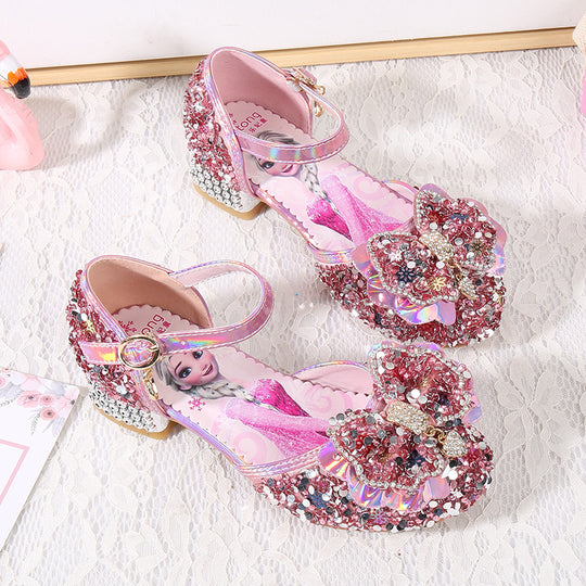 Mädchen Glitzernde Ballerinas mit Blumen- und Strassverzierung EB