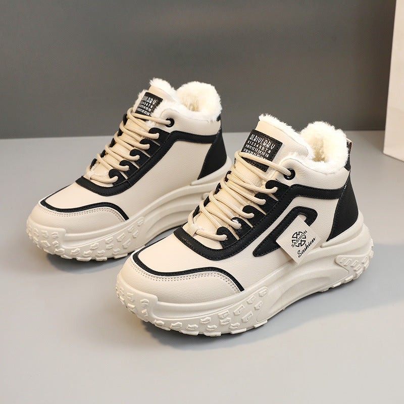 Damen modische Hochschnitt Sneakers mit warmem Futter und rutschfester Sohle EB