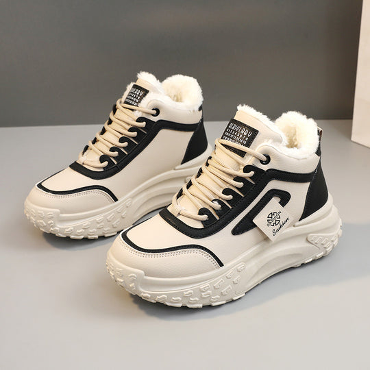 Damen modische Hochschnitt Sneakers mit warmem Futter und rutschfester Sohle EB