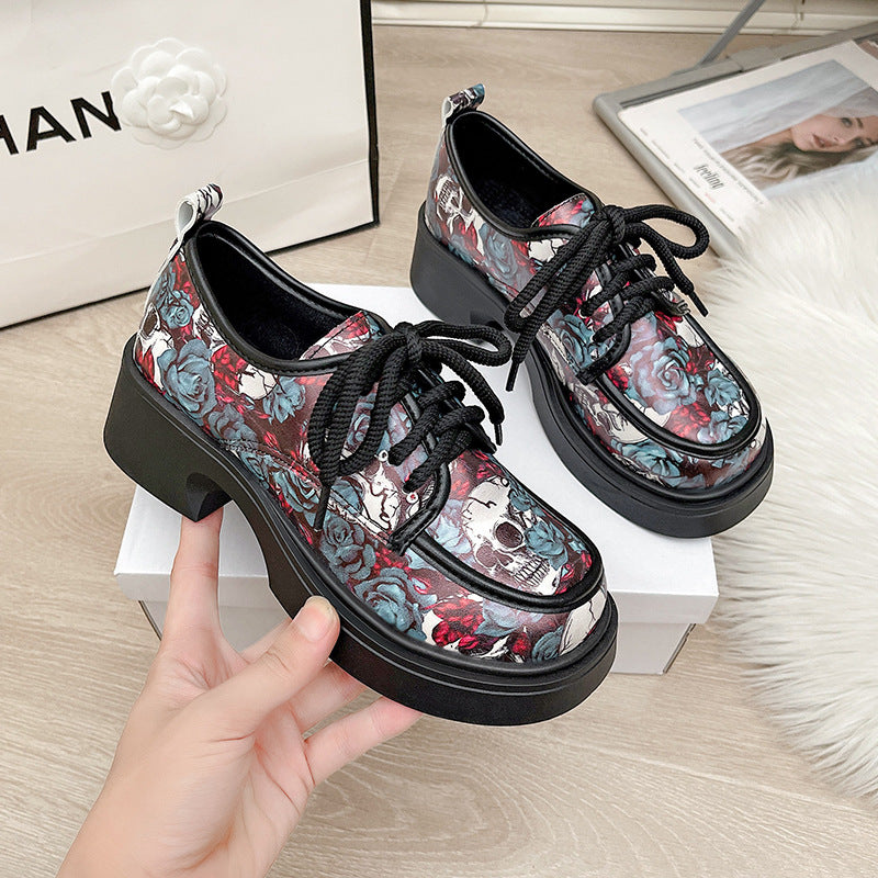 Damen Modische Plateausneaker mit floralem Muster und ausgefallenem Design EB