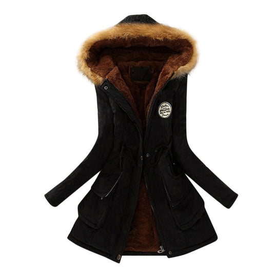 EB | Winter Taille Kordelzug Fell Kapuzenjacke