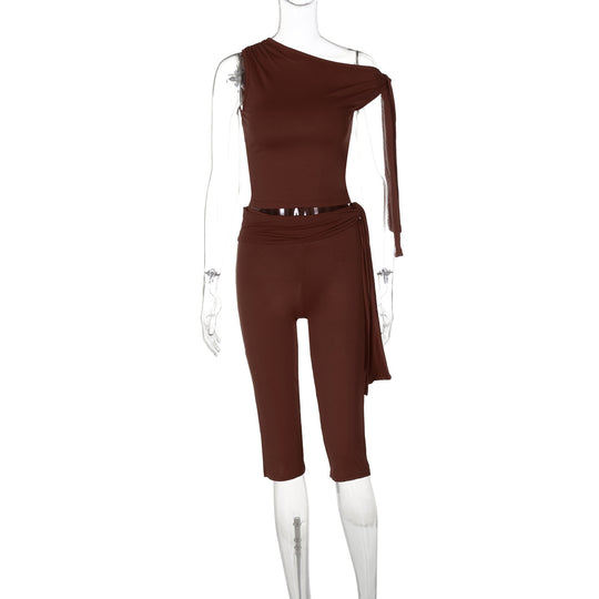 Damen Einseitiger Jumpsuit mit exklusiven Drapierungen EB