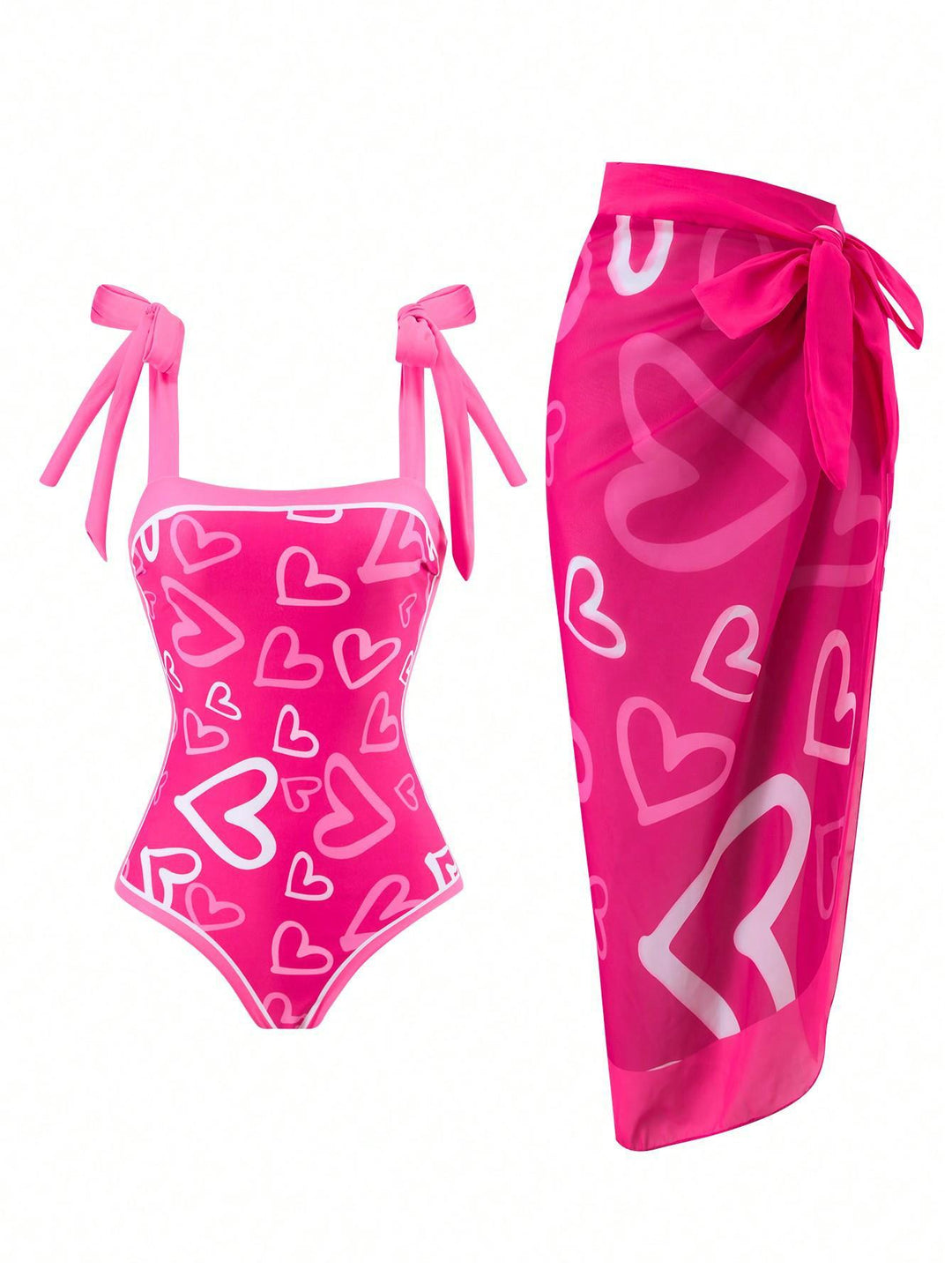 Damen Eleganter Badesuit mit floralen Akzenten und modischem Wickelrock EB